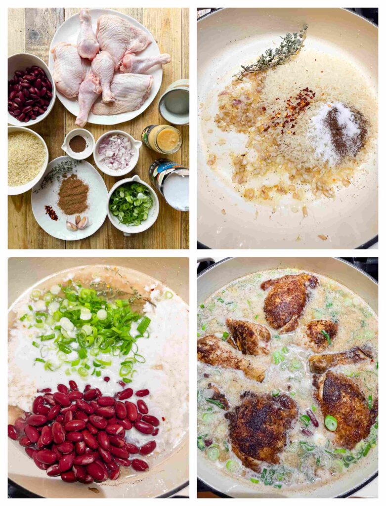 Process shots of chicken thighs and drumsticks with the seasoning before being cooked