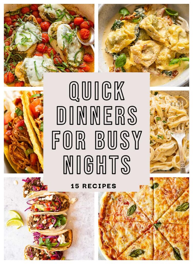 collage of photos for quick dinners