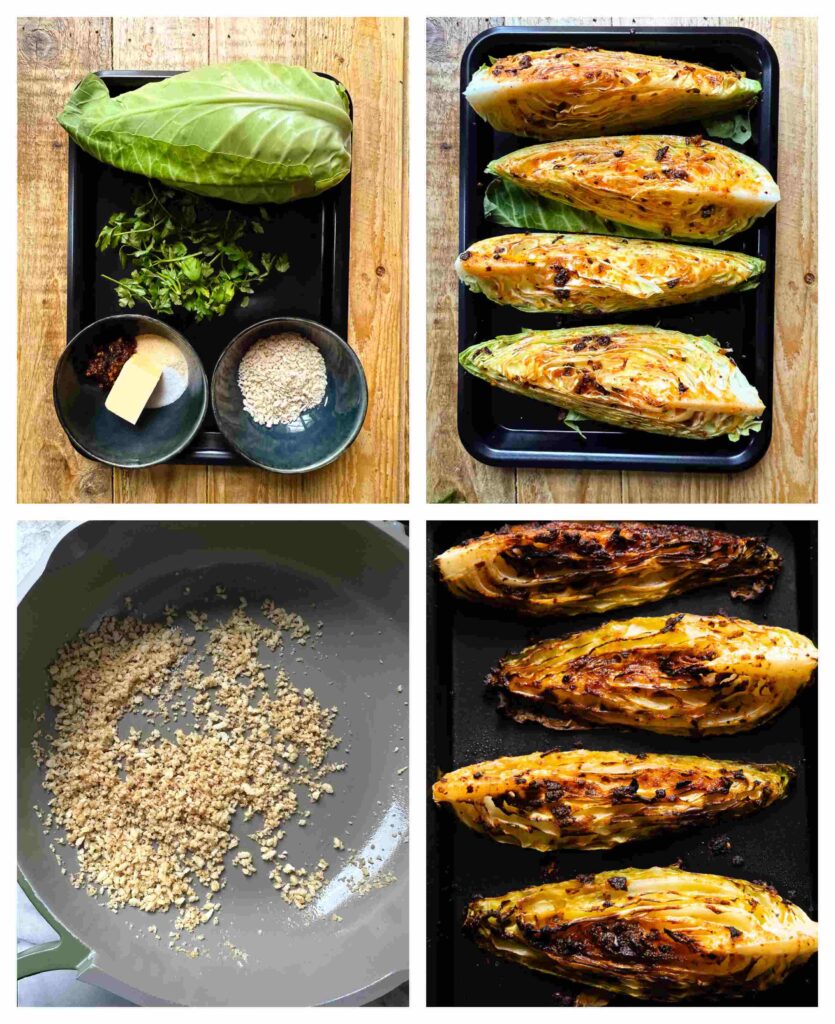 four process shots showing how to dress the wedges