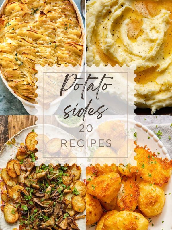 four images if potato dishes with caption