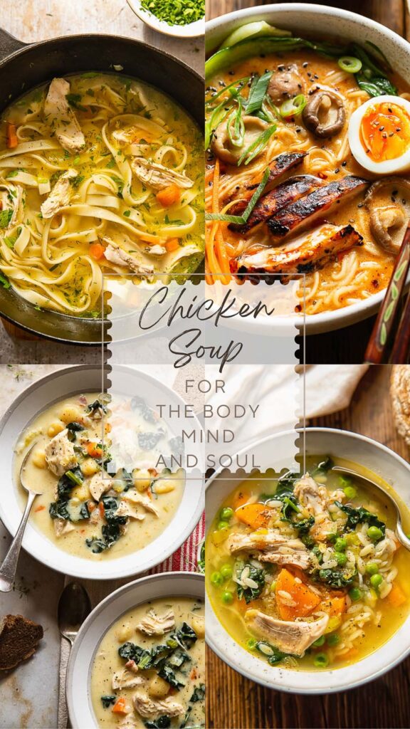 collage of chicken soup images with post title