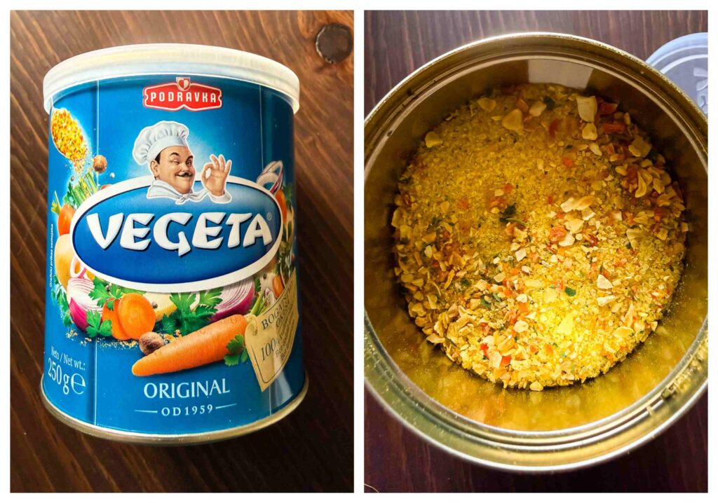 Process shots of gnocchi soup herb mix