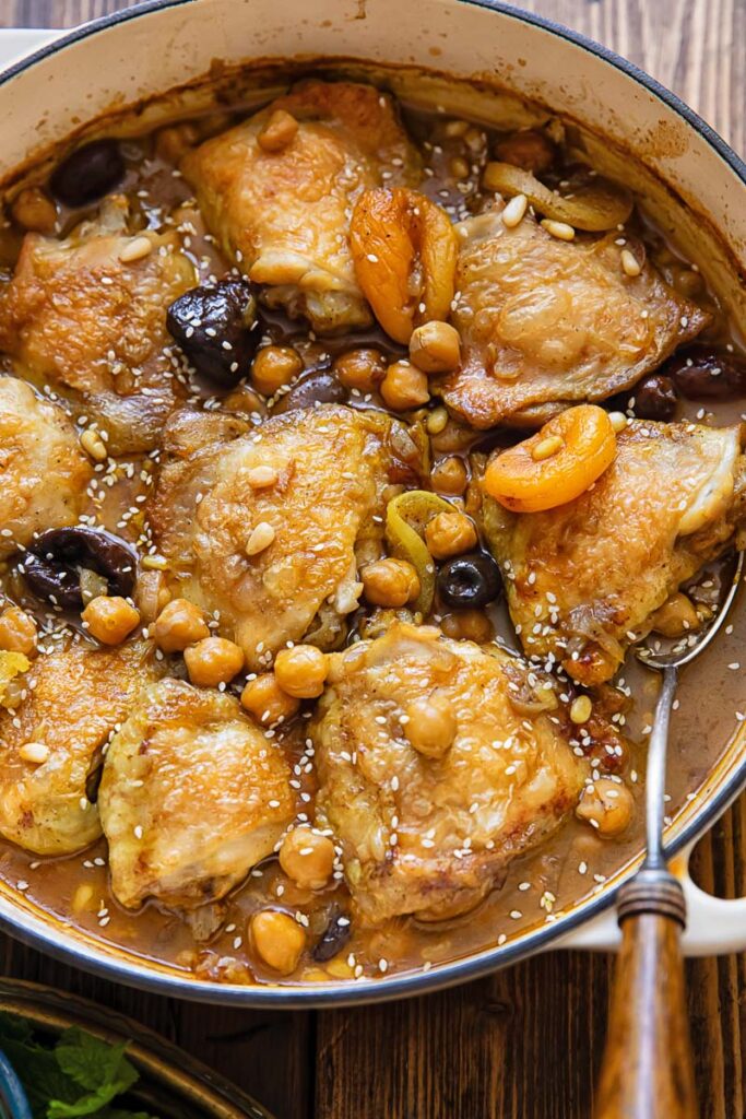 pan of chicken in a warm sauce